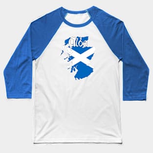 Map of Scotland with Flag and Alba Baseball T-Shirt